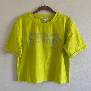 NWT wild honey green top rhinestoned extra medium